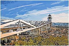 Wooden Walkway Leads to Lighthouse Tower - Digital Painting